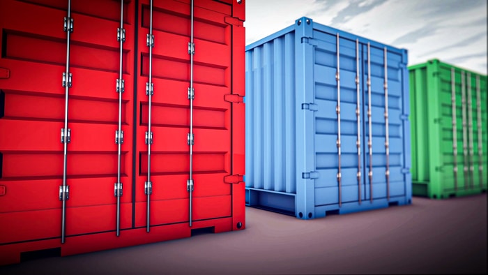 Vue d'un ensemble de containers 20 pieds