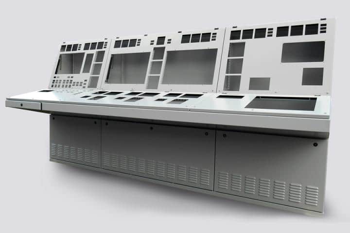 Pupitre en tolerie fine fabriqué par Epsilon pour équiper des bâtiments de la marine.